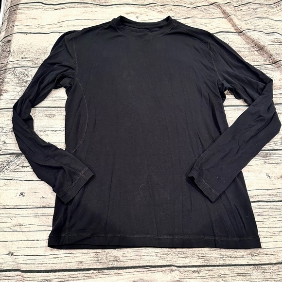 NOBULL Men's Jet Black Long Sleeve Merino Wool Tee Size Medium - Picture 1 of 4